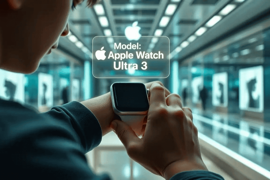 男孩抬手觀看，Apple Watch Ultra 3 型號顯示