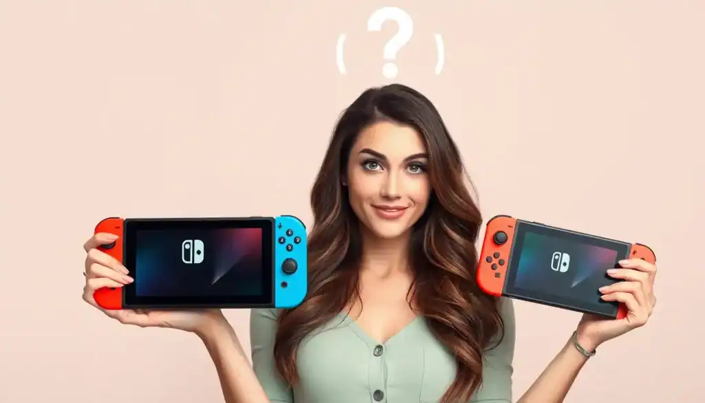 女子手拿兩台Switch 猶豫該買哪一台