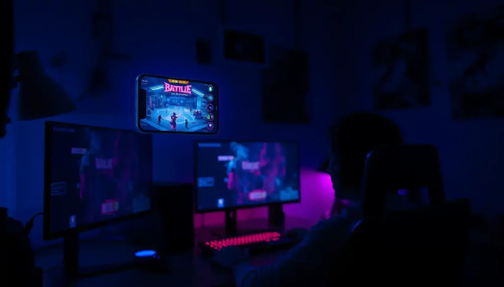 少年房間裡打遊戲手機懸浮空中